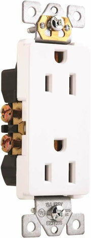 Preferred Industries Residential Grade Duplex Receptacle NEMA 5-15R 15A 125V Durable Nylon White