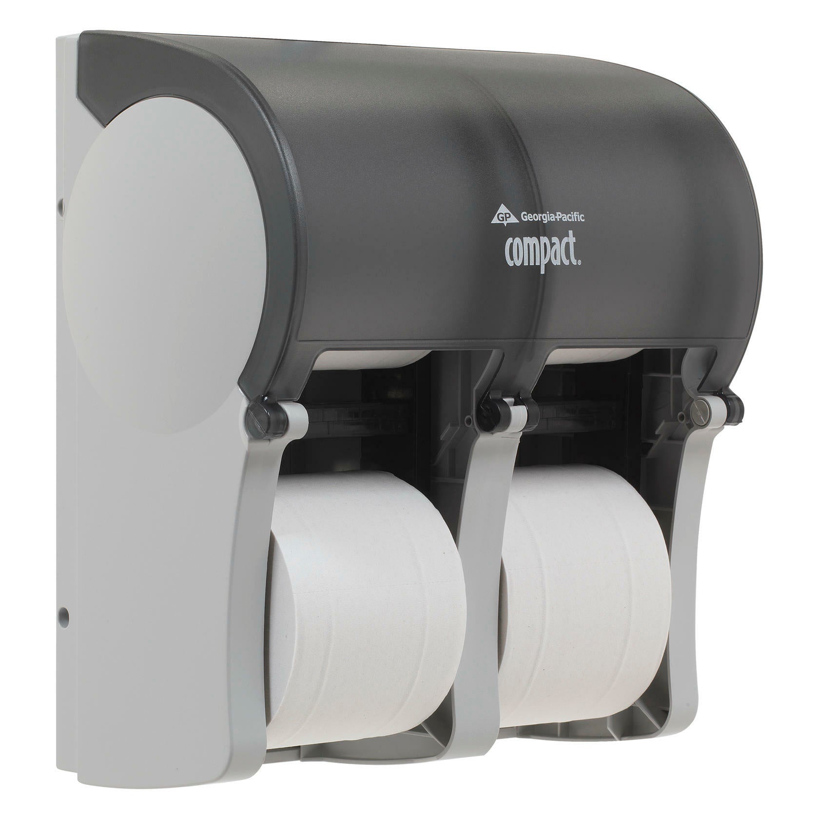 GP Pro Georgia-Pacific 56744 Compact Quad 4-Roll Bath Tissue Toilet Paper Dispenser (Smoke)