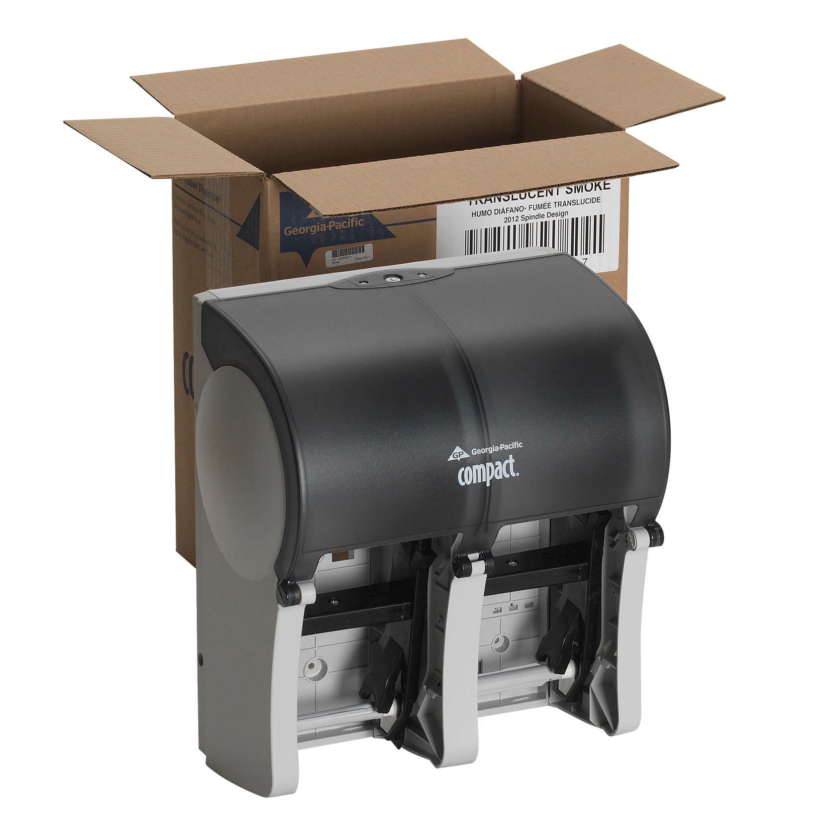 GP Pro Georgia-Pacific 56744 Compact Quad 4-Roll Bath Tissue Toilet Paper Dispenser (Smoke)