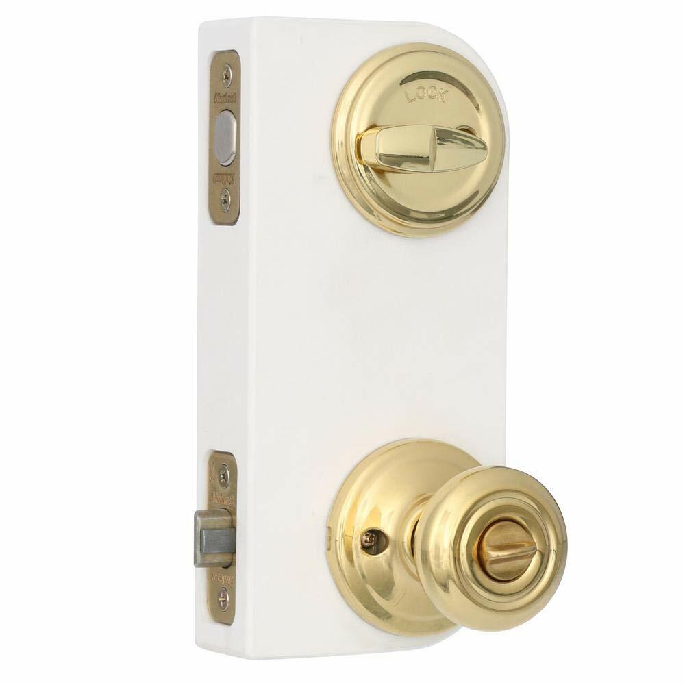 Kwikset 991 Cameron Entry Knob & Deadbolt Combo SmartKey (Polished Brass)