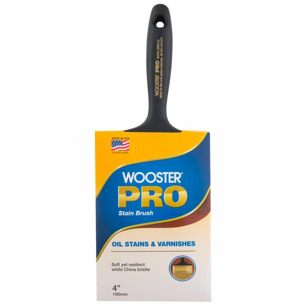 Wooster Pro 4" Flat Bristle Stain Brush Painting Trim Woodwork (White)