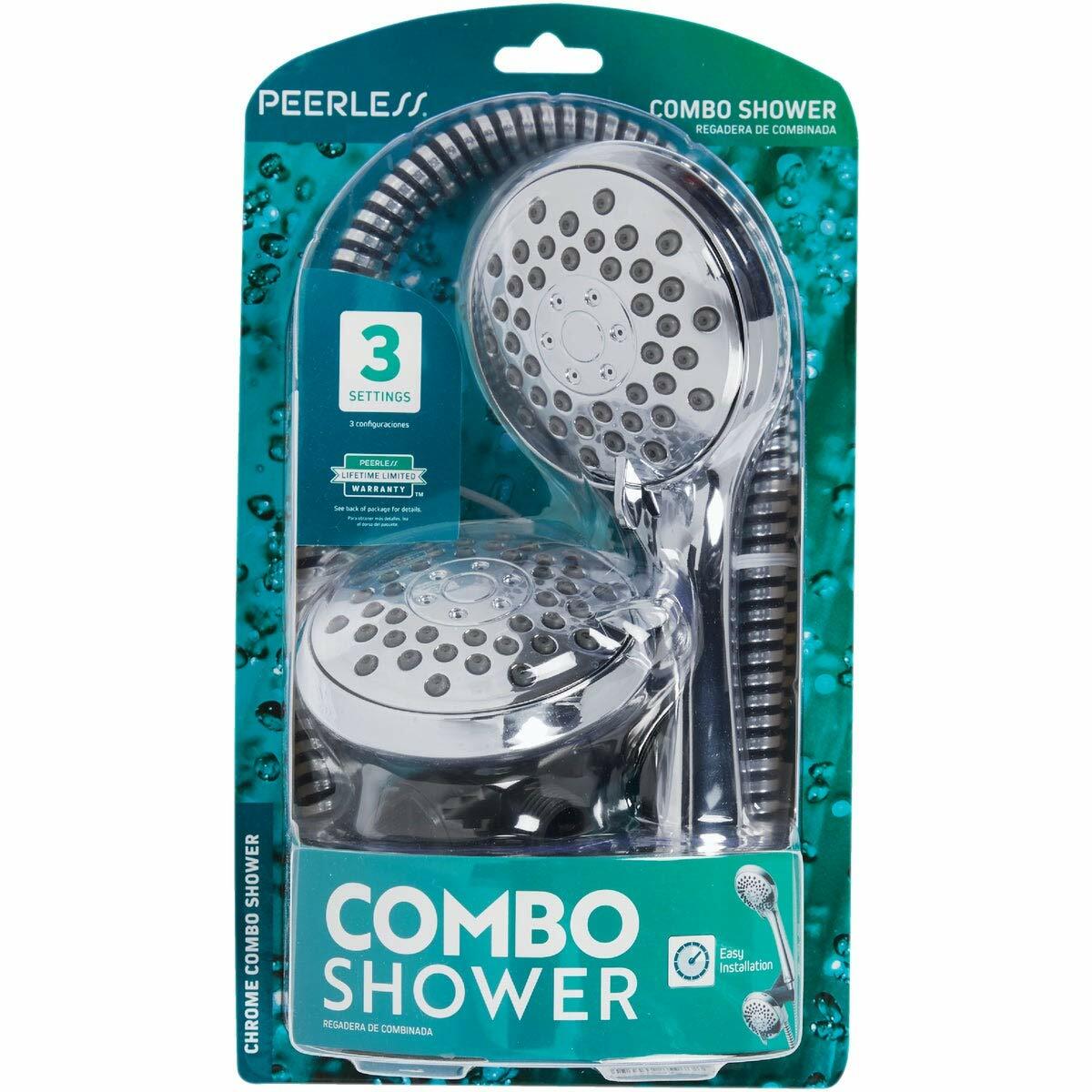 Peerless 76313c 3-Spray/Massaging Hand Shower/Shower Head Combo, Chrome