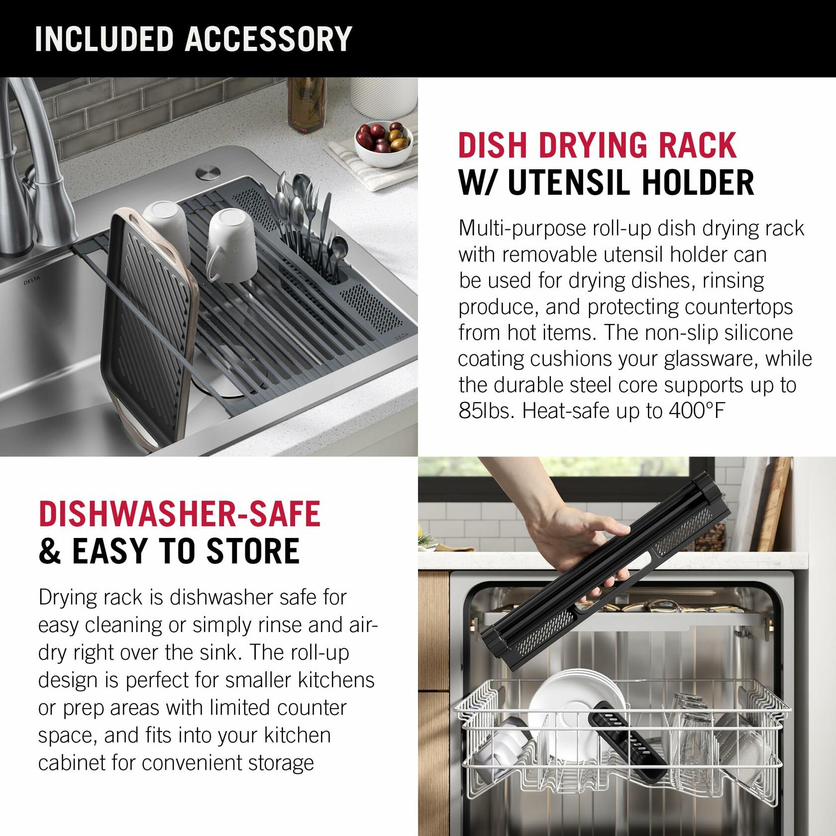 DELTA FAUCET 95A932-30S-SS Lorelai 30" Workstation Kitchen Sink Drop-In Top Mount Stainless Steel Single Bowl with WorkFlow Ledge and Accessories 16 Gauge in Stainless Steel