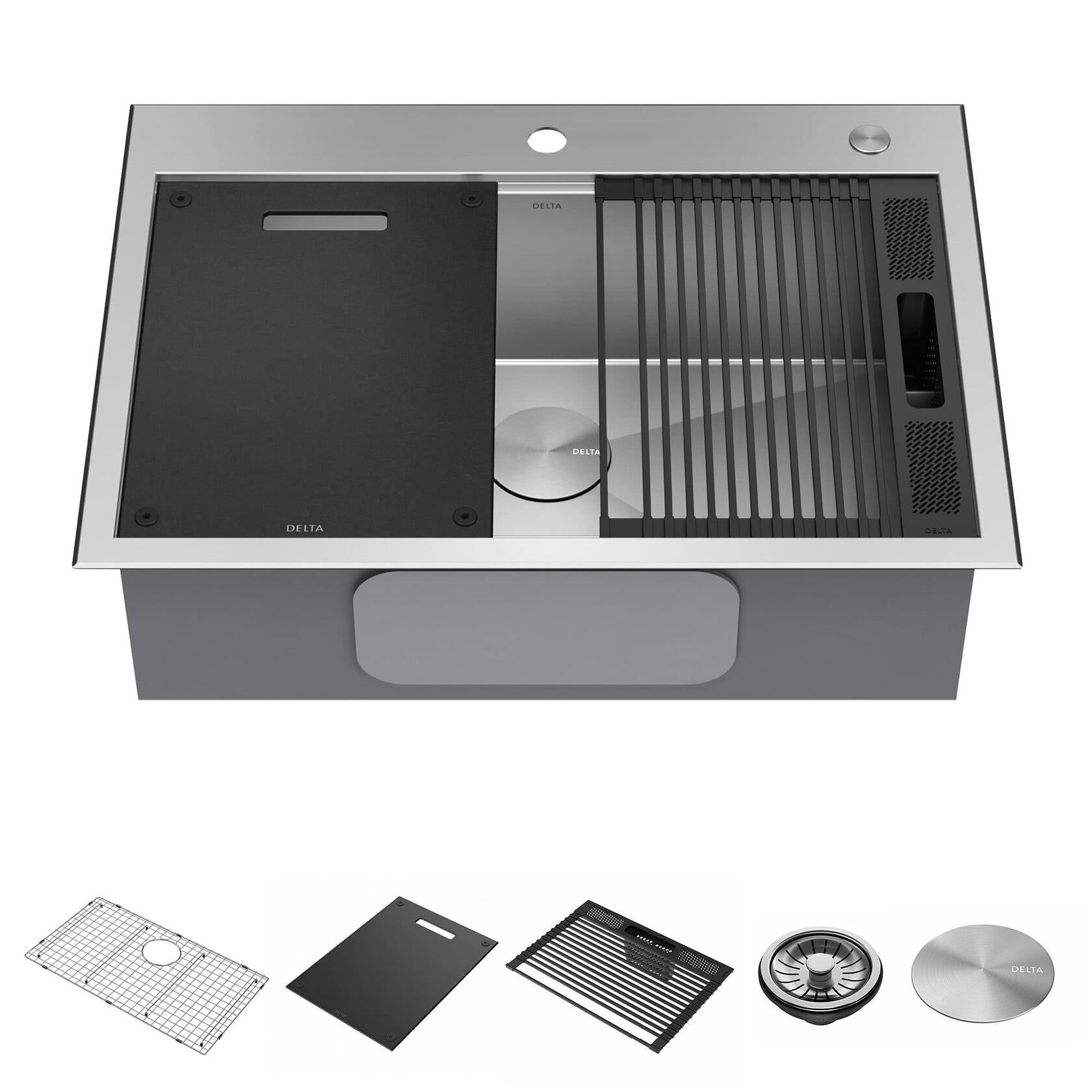 Delta Rivet 95A931-30S-SS 30 Inch Workstation Kitchen Sink (Stainless Steel)