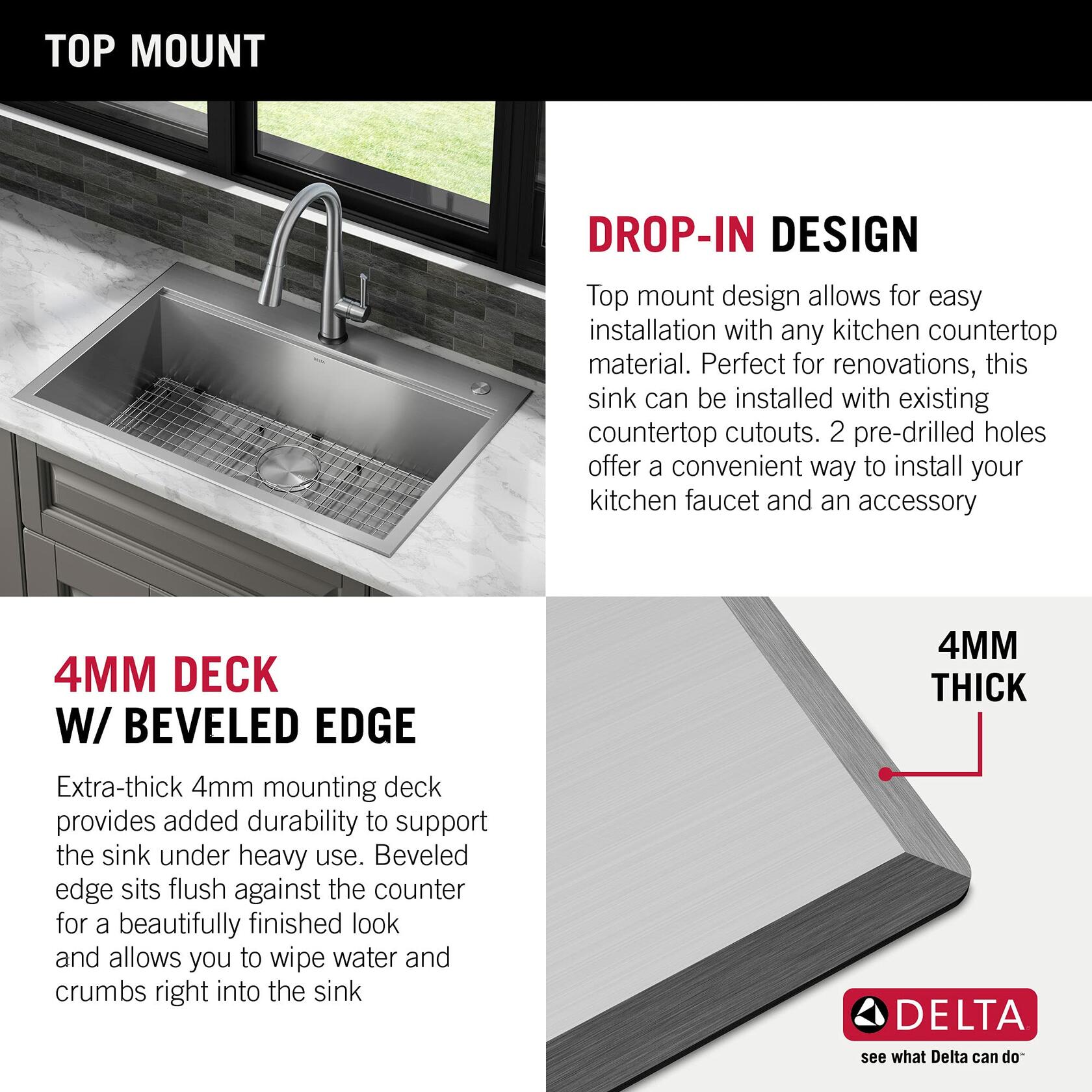 Delta Rivet 95A931-30S-SS 30 Inch Workstation Kitchen Sink (Stainless Steel)