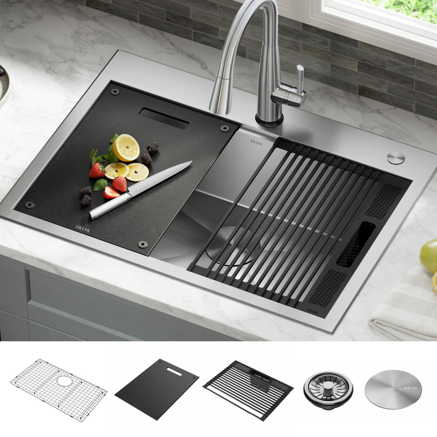 Delta Rivet 95A931-30S-SS 30 Inch Workstation Kitchen Sink (Stainless Steel)