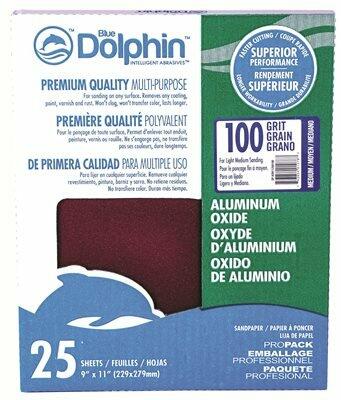 Blue Dolphin AO91125 0100 100 Grit 9x11" Aluminum Oxide Sandpaper (Pack of 25)