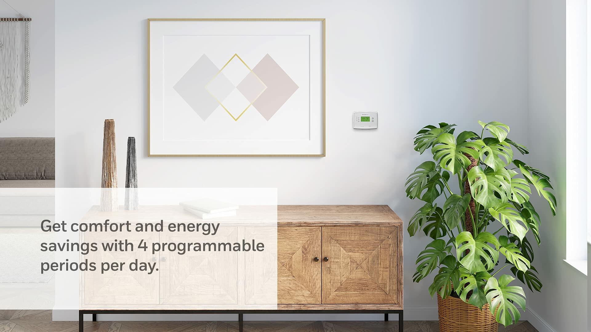 Honeywell Rth2510b1018 4-3/4" X 3-3/8" X 1-1/8" White 7-Day Programmable Thermostat With Backlight3