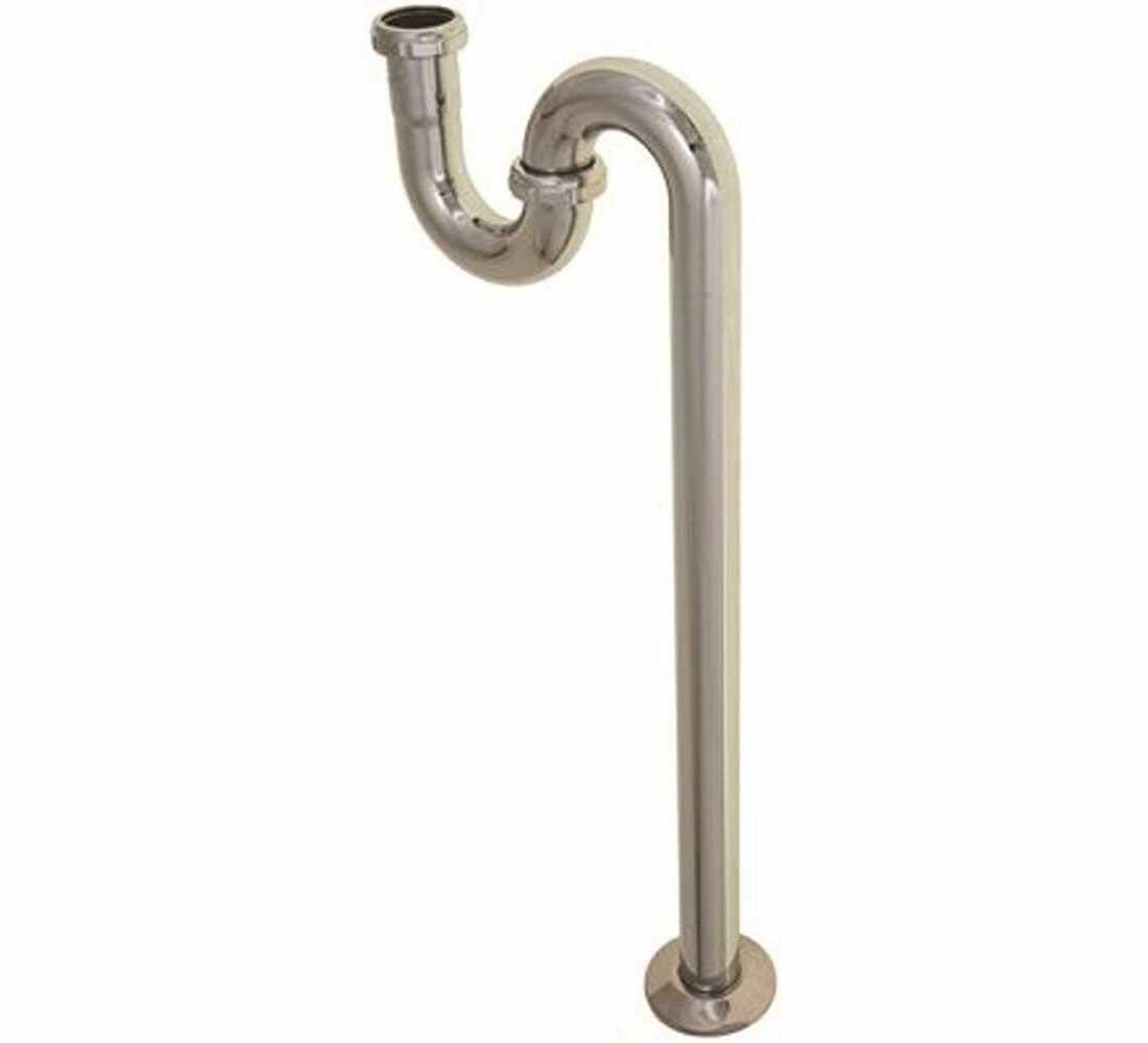 DURAPRO 162128 1-1/4" Brass S-Trap with Cleanout (Chrome Plated)