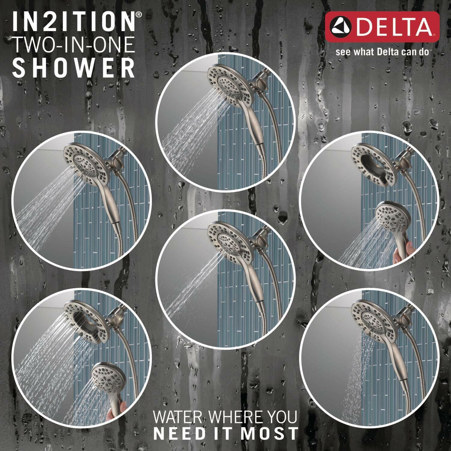 Delta 58499-SS In2ition 2-in-1 4-Setting Dual Shower Head HandHeld (Brushed Nickel)