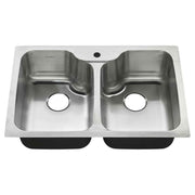 American Standard 20DB.332211.075 Tulsa 33 x 22 Inch Stainless Steel Drop-In Undermount Double-Bowl Kitchen Sink (No strainers included)