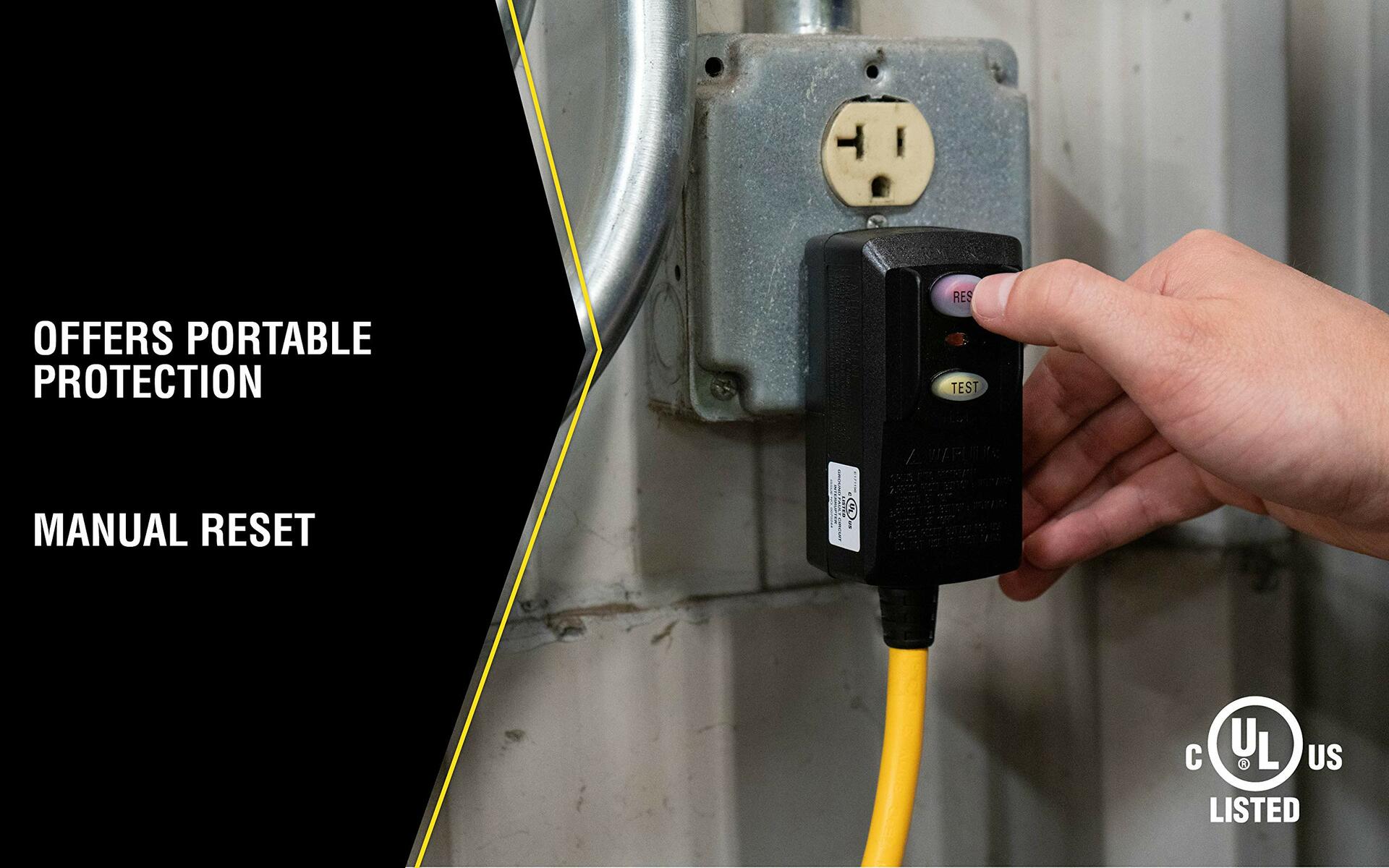 Yellow Jacket 2814 3-Outlet GFCI Power Block 12/3 SJTW 2ft (Yellow)