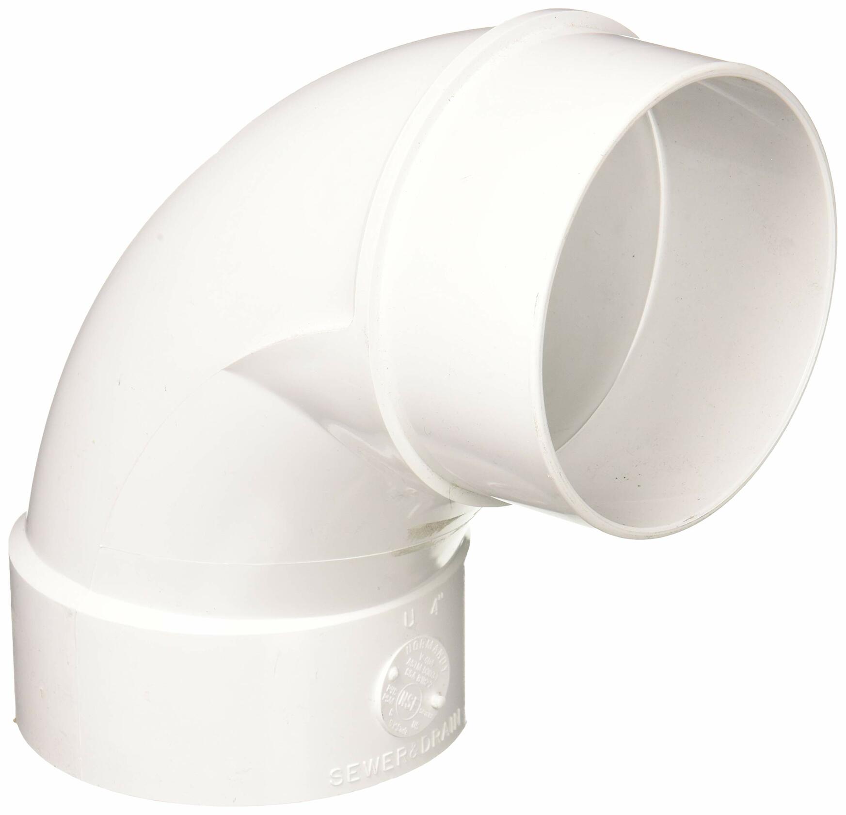 Genova 4 Inch PVC DWV 90 Degree Street Long Turn Elbow Hub Spigot (White)