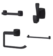 Pfister Venturi Matte Black Bathroom Hardware Set - 4-Piece Kit with 24" Towel Bar, Ring, Toilet Paper Holder & Robe Hook