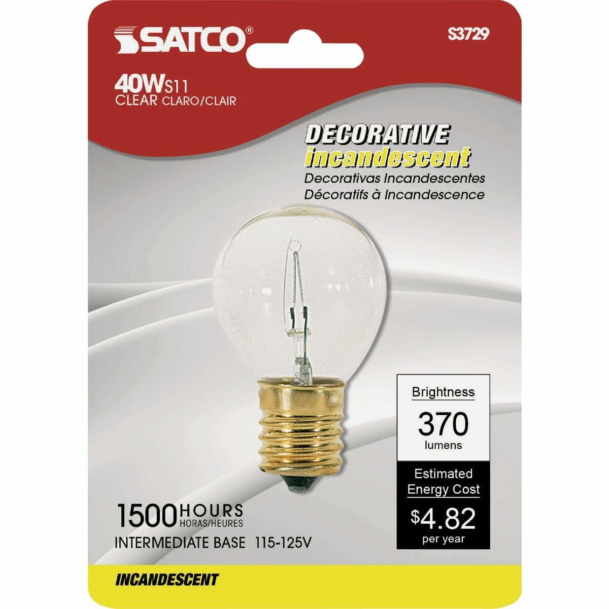 Satco S3729 40W S11 E17 Clear 2700K Incandescent (Pack of 5)