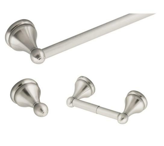 Design House 3 -Piece Allante Bathroom Hardware Set Polished Chrome Towel Bar, Toilet Paper Holder, Robe Hook