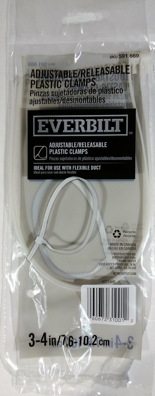 Everbilt 3" - 4" Adjustable/Releasable Plastic Duct Clamps Nylon (Pack of 14)