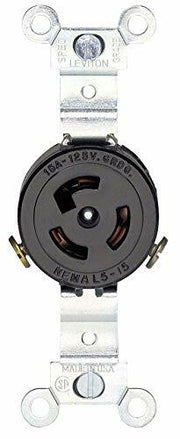 Leviton 4710 NEMA L5-15R 15A 125V Locking Receptacle Black (Pack of 3)