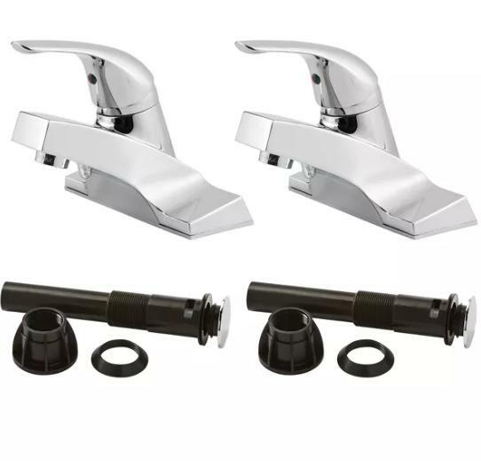 Pfirst Series 4 in. Centerset Single Handle Bathroom Faucet Combo Kit in Polished Chrome LF142-8002