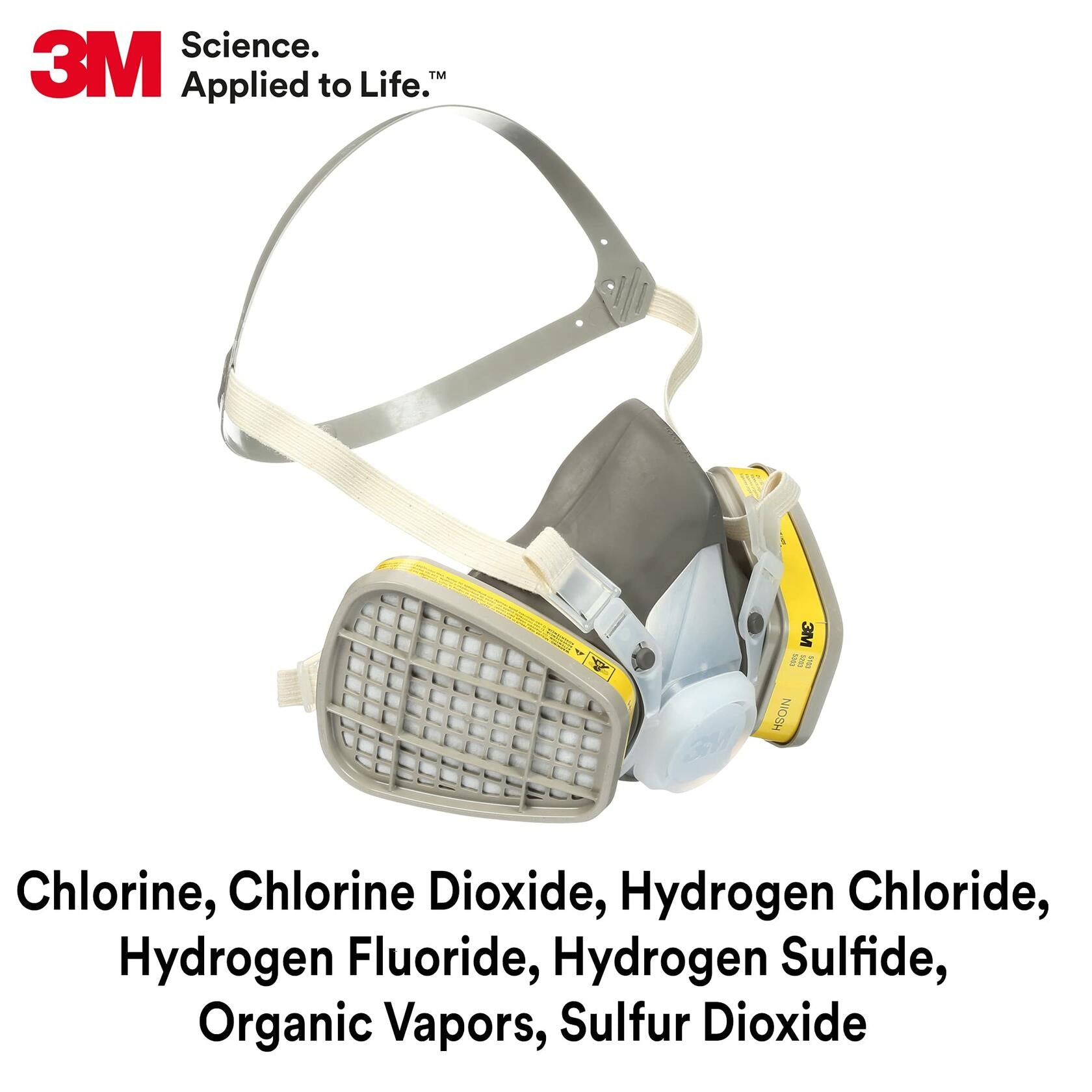 3M 5203 Half Face Respirator Pack of 12 Organic Vapor Acid Gas NIOSH