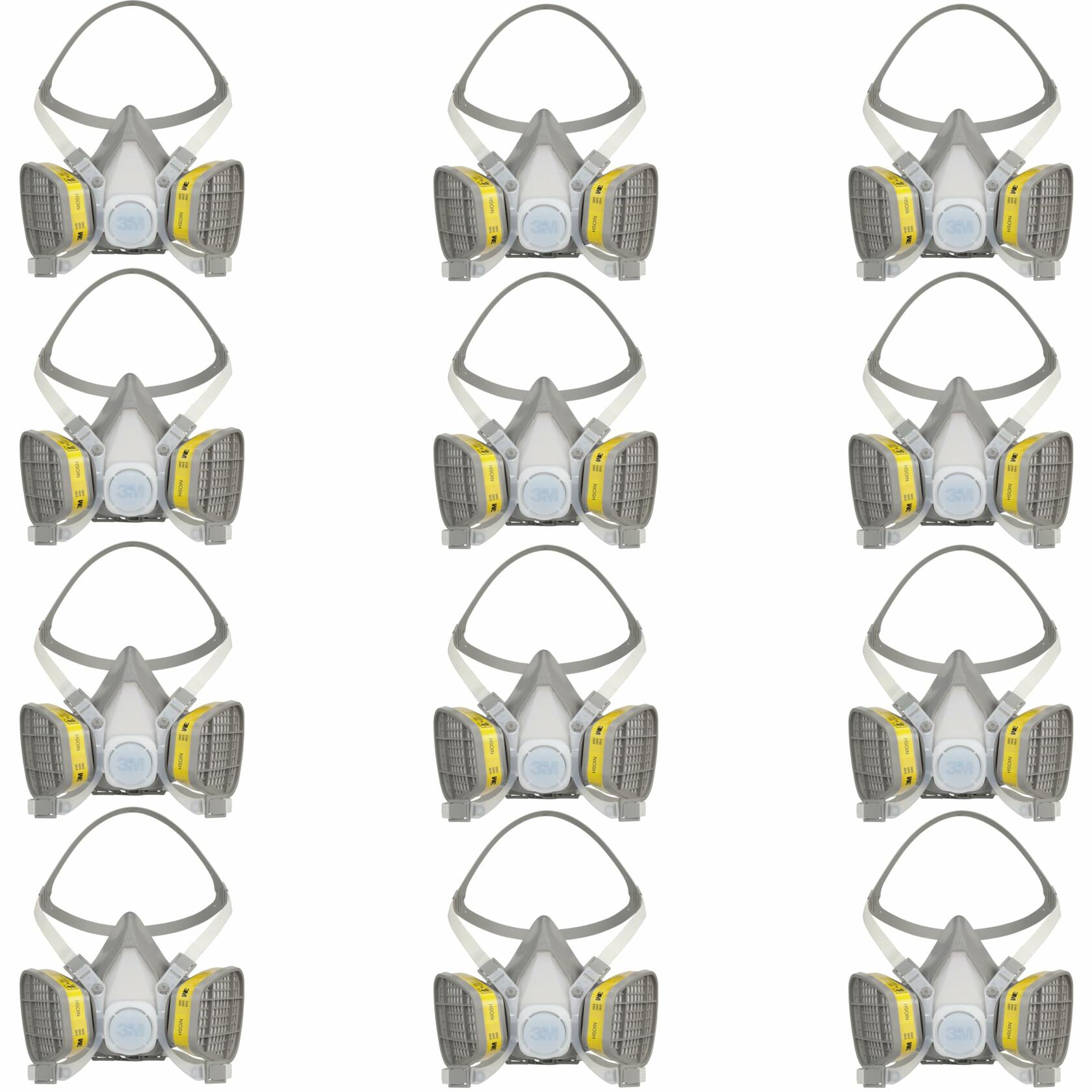 3M 5203 Half Face Respirator Pack of 12 Organic Vapor Acid Gas NIOSH