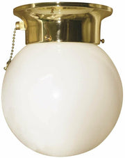 Royal Cove 6" Globe Ceiling Fixture Pull Chain Polished Brass 60W Light