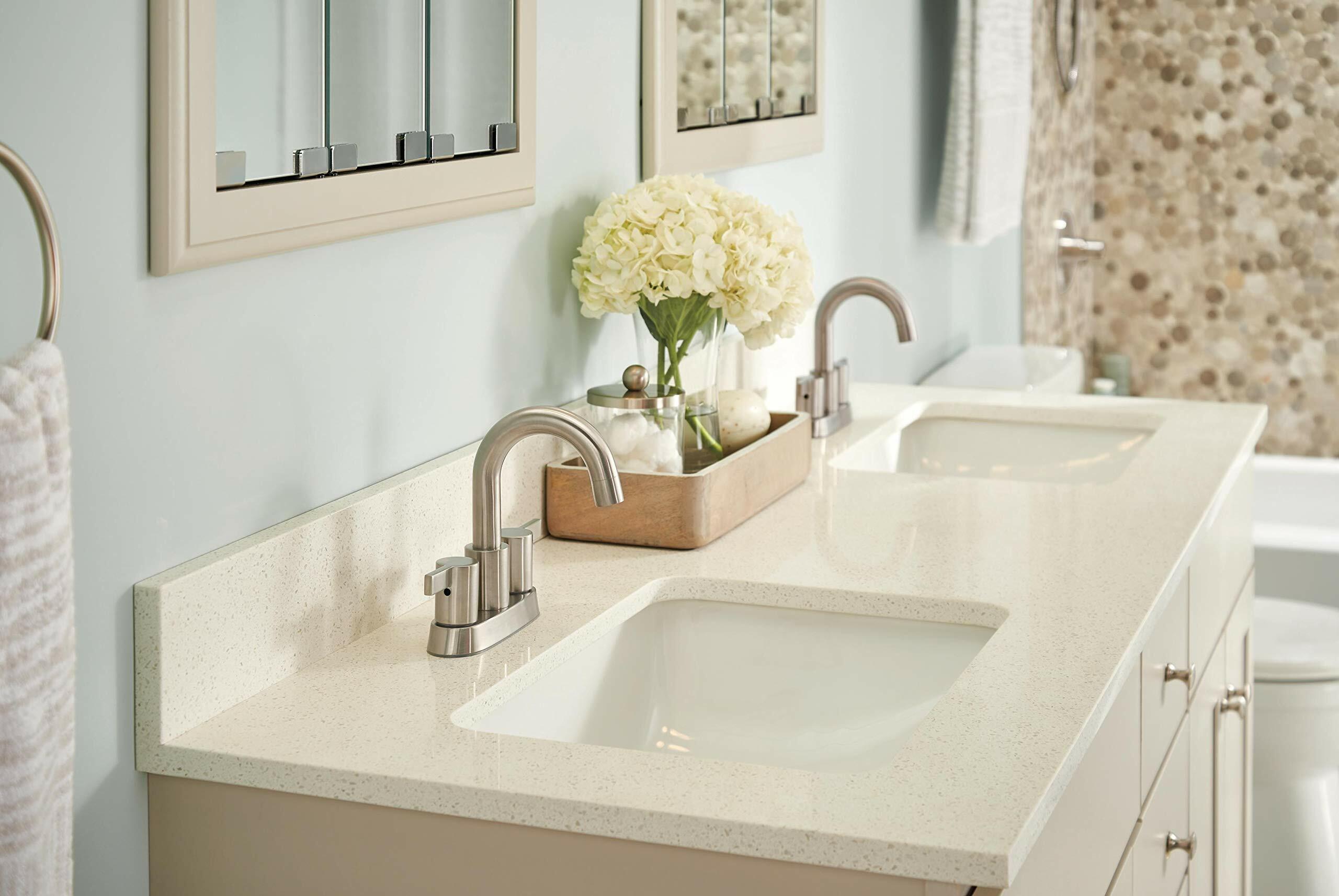 Peerless Precept Bathroom Faucet Brushed Nickel Centerset w/ Drain P299102LF-BN