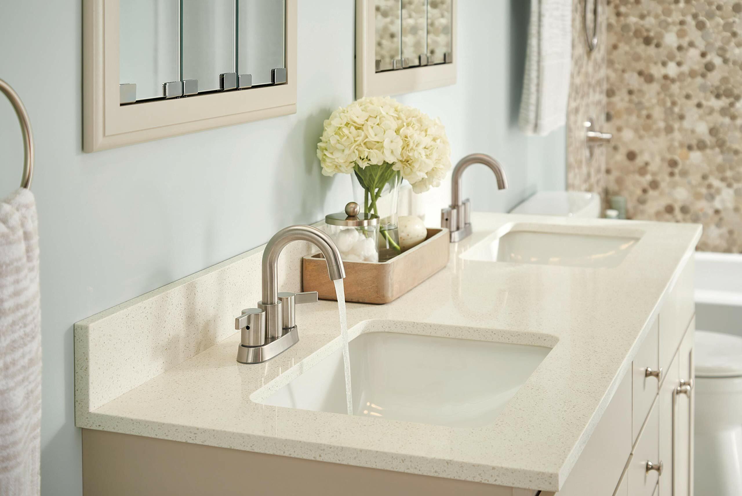 Peerless Precept Bathroom Faucet Brushed Nickel Centerset w/ Drain P299102LF-BN