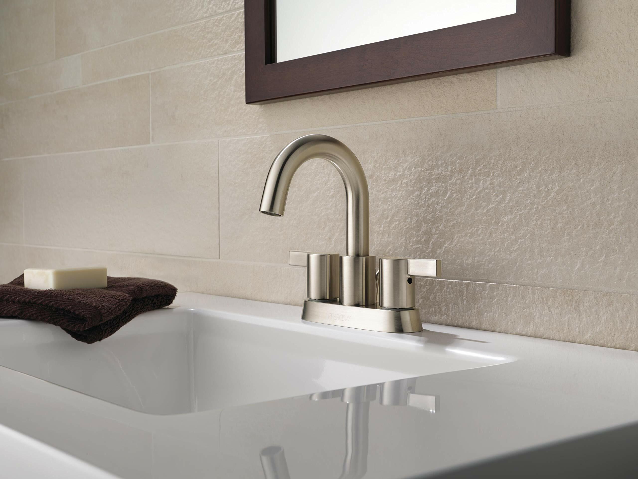 Peerless Precept Bathroom Faucet Brushed Nickel Centerset w/ Drain P299102LF-BN