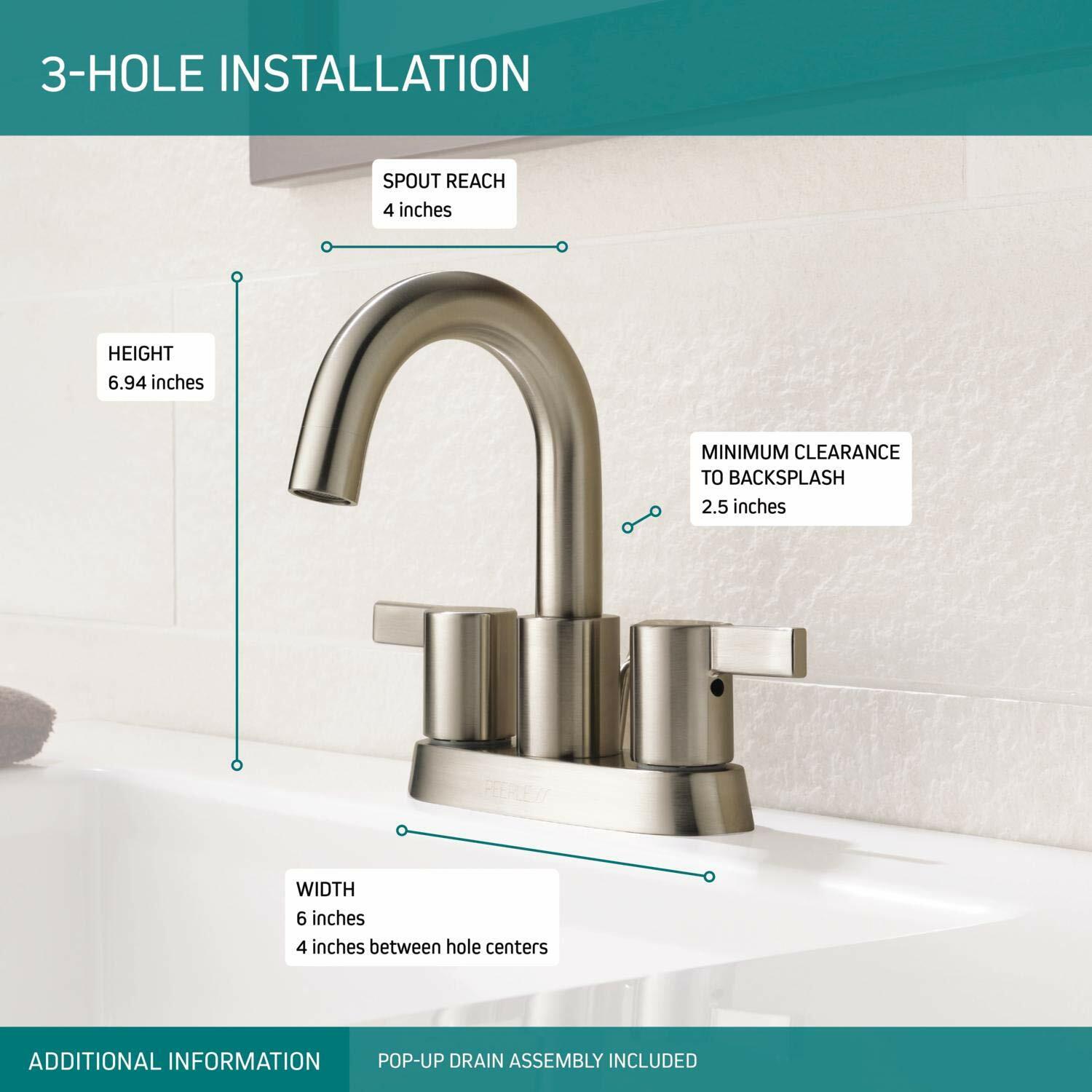 Peerless Precept Bathroom Faucet Brushed Nickel Centerset w/ Drain P299102LF-BN