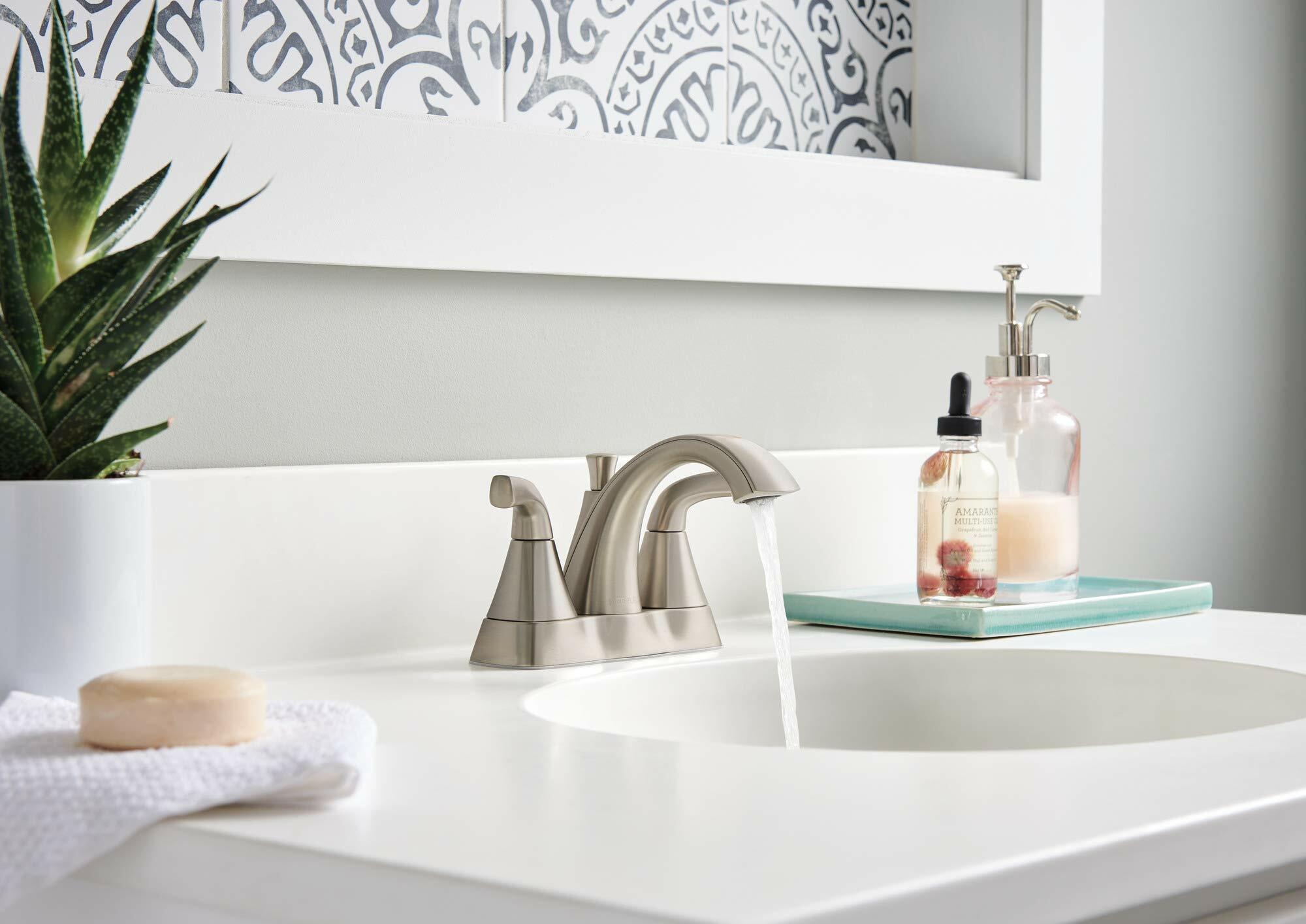 Peerless Parkwood Bathroom Faucet Brushed Nickel 2 Handle P2535LF-BN