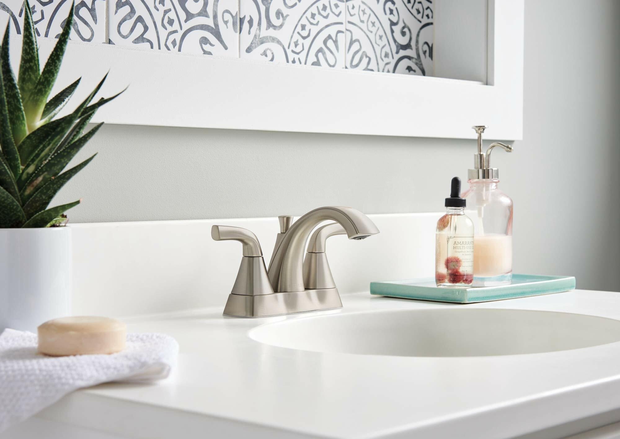 Peerless Parkwood Bathroom Faucet Brushed Nickel 2 Handle P2535LF-BN