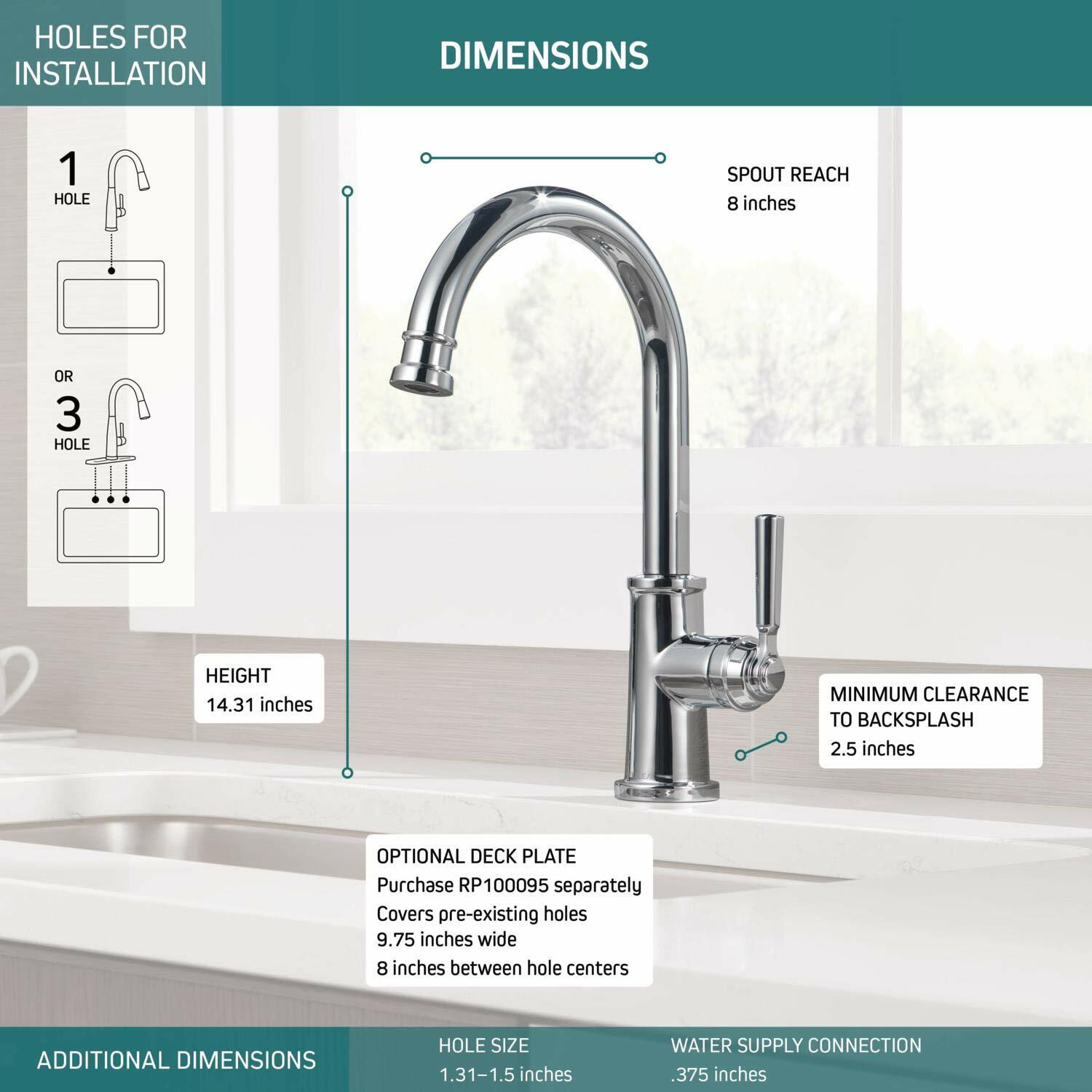 Peerless P1923LF Westchester Kitchen Faucet Single Handle Chrome Swivel