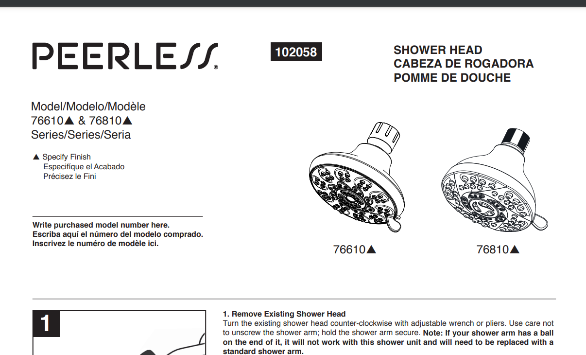 Peerless 76810SN Specs Sheet