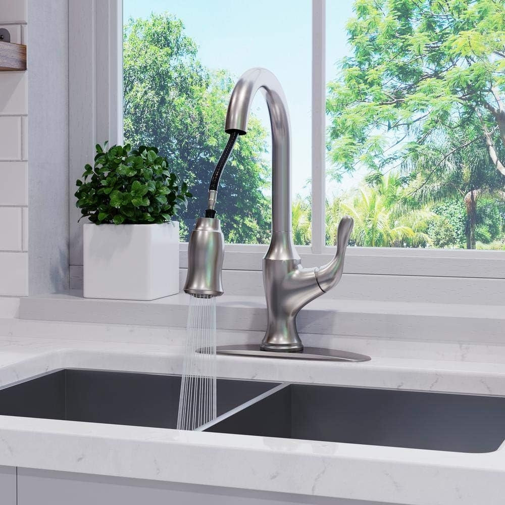 Pfister F-529-7DMGS Deming Single-Handle Pull-Down Sprayer Kitchen Faucet, Steel