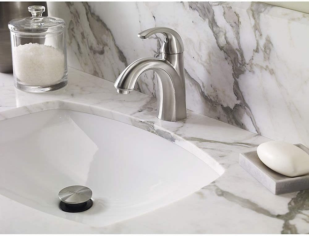 Pfister LF-042-SLKK Selia Single Handle Single Hole Bathroom Sink Faucet With Push & Seal, Brushed Nickel