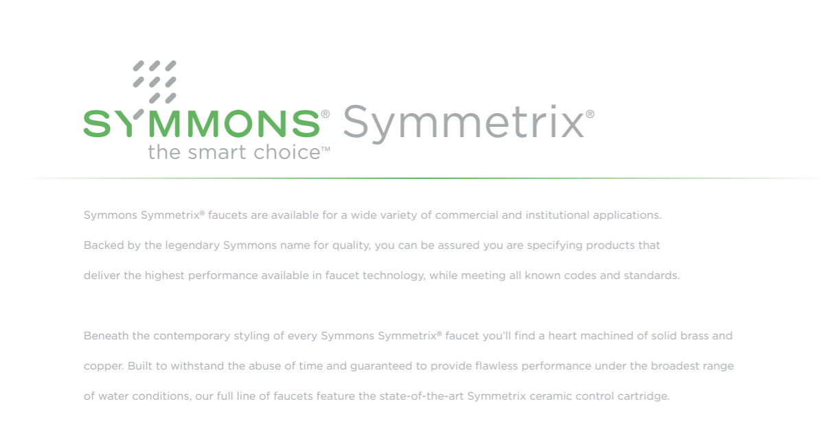 Symmons S-254-LWG Double Handle Faucet, Specs Sheet