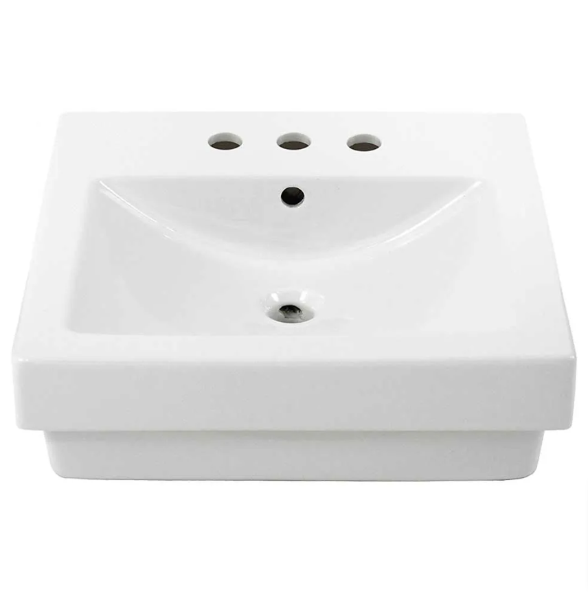 TOTO LT155.8#01 Vernica Self-Rimming Rectangular Lavatory, Self-Rimming, 8in Centers, Rear Overflow, Cotton