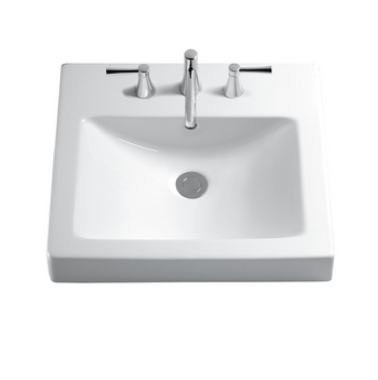 TOTO LT155#01 Vernica 20 Self-Rimming Rectangular Lavatory, with Single Faucet Hole Drilled and Overflow, Cotton