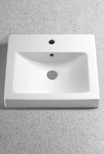 TOTO LT155#01 Vernica 20 Self-Rimming Rectangular Lavatory, with Single Faucet Hole Drilled and Overflow, Cotton