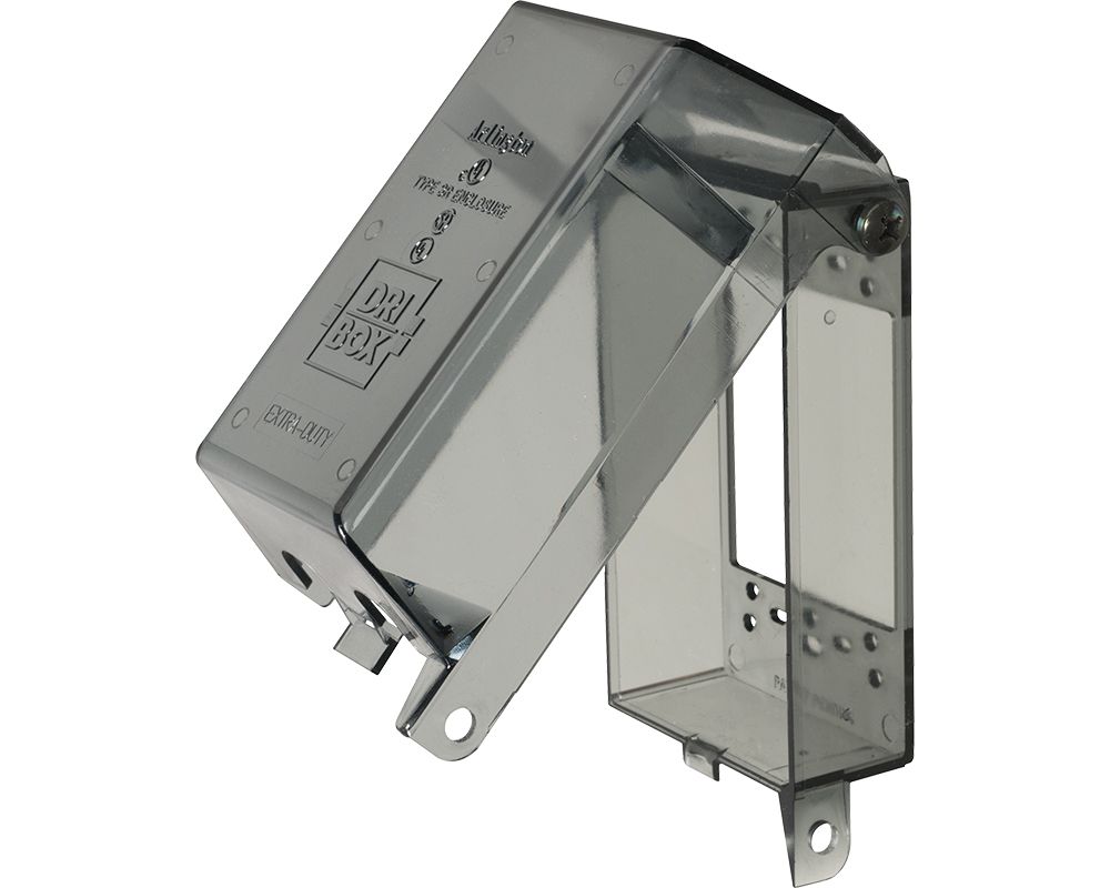 Arlington - Dri-Box Adapters with Non-Metallic Cover and Base - Vertical - Single Gang - Clear - DBPV1C