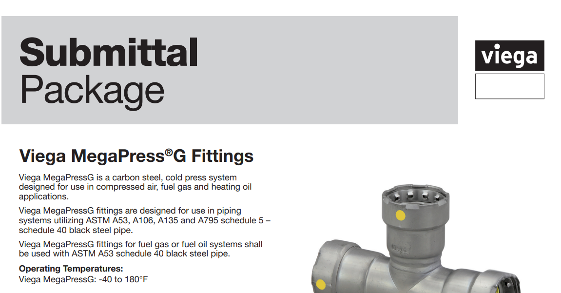 Viega 25041 MegaPressG Carbon 1inch Stainless Coupling, Specs Sheet