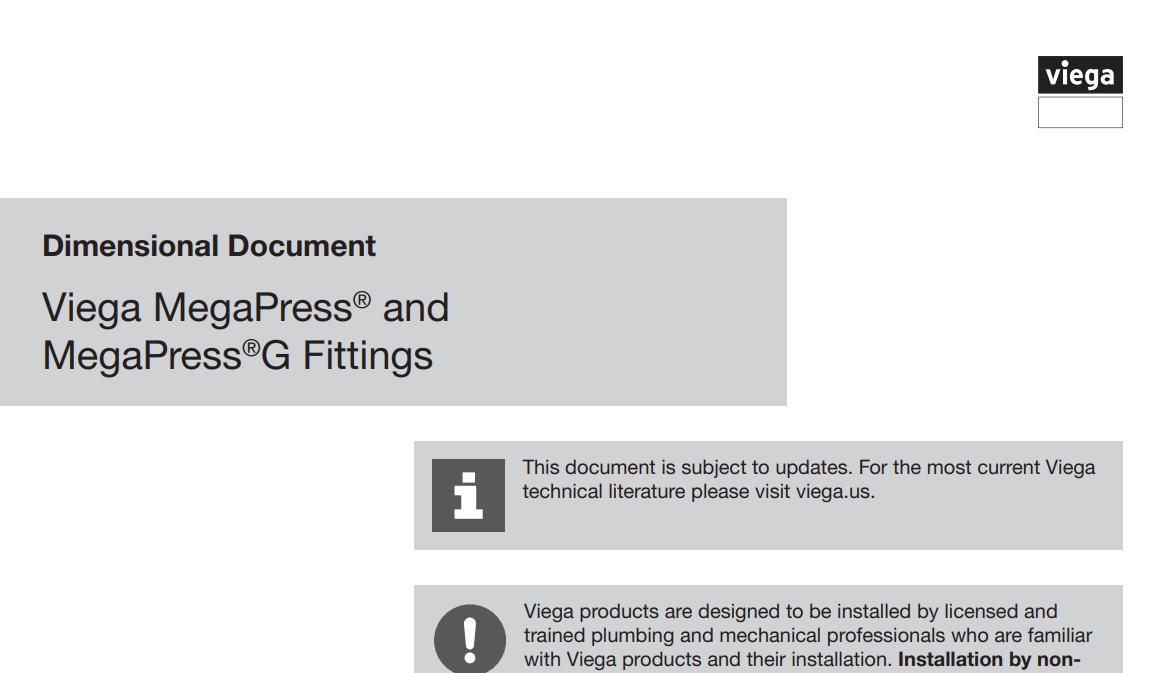 Viega 25301 MegaPressG Press Tee, Specs Sheet