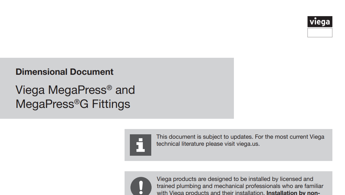Viega 25641 Megapress 2"x1-1/4" Female Reducing Adapter, Specs Sheet